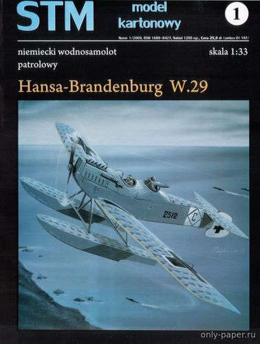Модель самолета Hansa-Brandenburg W.29 из бумаги/картона