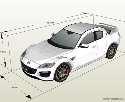 Модель автомобиля Mazda RX-8 Spirit R из бумаги/картона