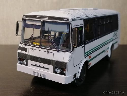 Модель автобуса ПАЗ-3205-110 «Огонек» из бумаги/картона