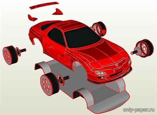Сборная бумажная модель / scale paper model, papercraft Mazda RX-7 (Fizzy) 