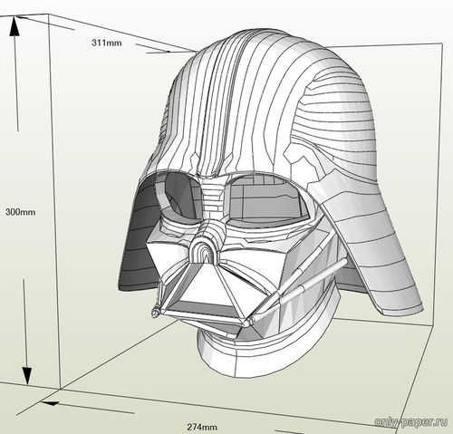 Сборная бумажная модель / scale paper model, papercraft Шлем Дарта Вейдера / Darth Vader helmet (Star Wars) 