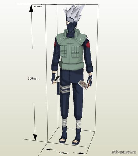 Модель фигуры Какаши Хатаке из бумаги/картона