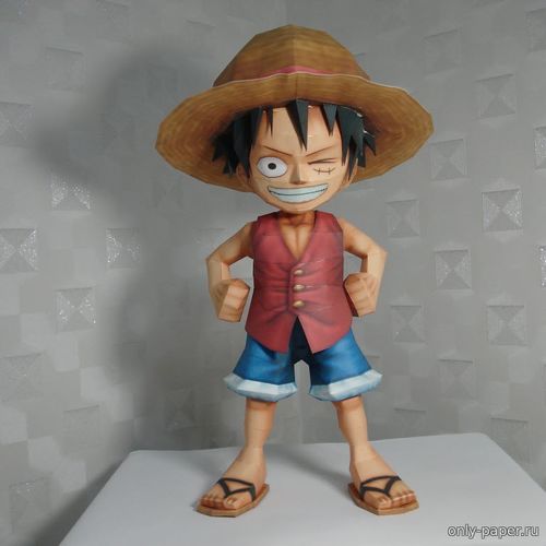 Сборная бумажная модель / scale paper model, papercraft Chibi Monkey D Luffy (One Piece) 
