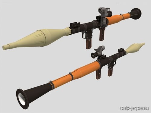 Модель ручного противотанкового гранатомета РПГ-7 из бумаги/картона