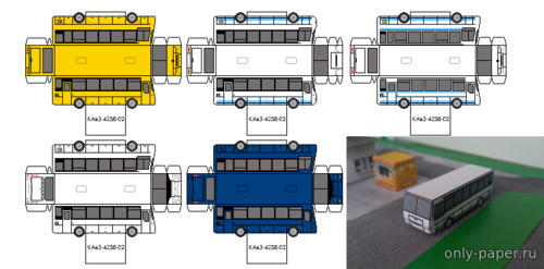 Модель автобуса КАвЗ-4238 из бумаги/картона