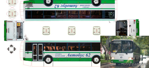 Модель автобуса ЛиАЗ-5256.26-01 из бумаги/картона