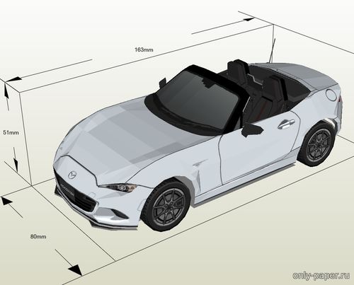 Сборная бумажная модель / scale paper model, papercraft Mazda MX-5 Miata 