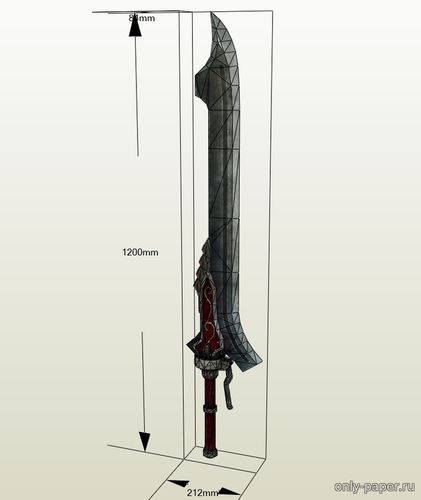 Модель меча Красной Королевы из бумаги/картона