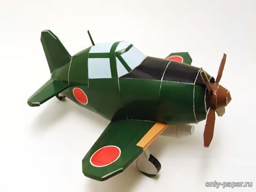 Модель чиби-самолета Mitsubishi J2M Raiden из бумаги/картона