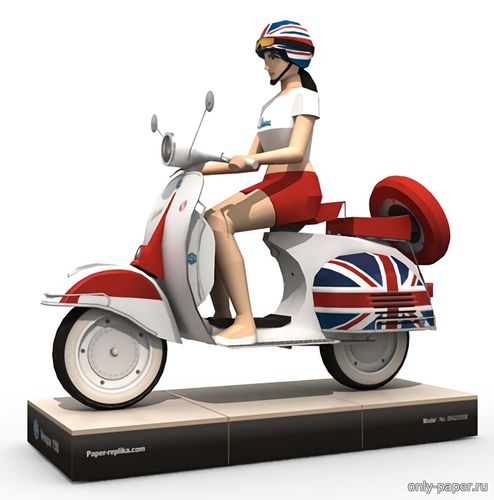 Модель девушки-мотоциклистки из бумаги/картона