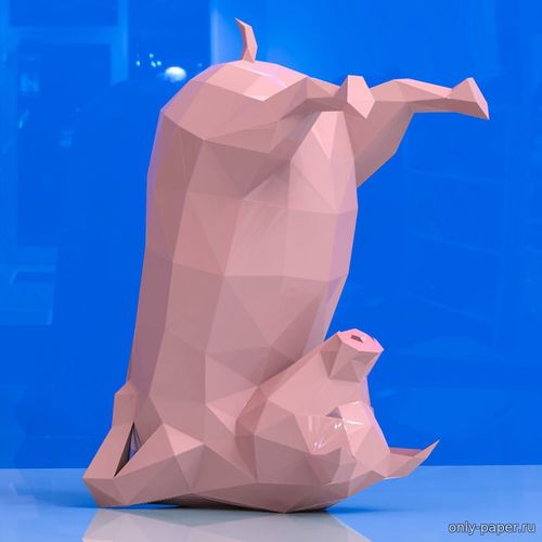 Сборная бумажная модель / scale paper model, papercraft Свинья-йога / Yoga Pig 