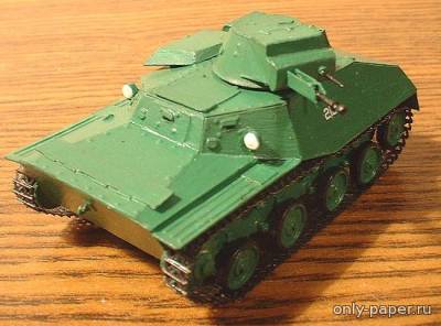 Модель легкого танка T-40 из бумаги/картона