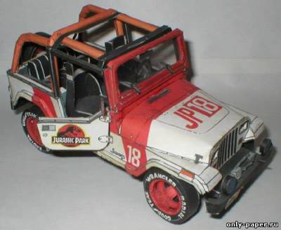 Сборная бумажная модель / scale paper model, papercraft Jeep Wrangler Jurassic Park (ABC 19/1999) 