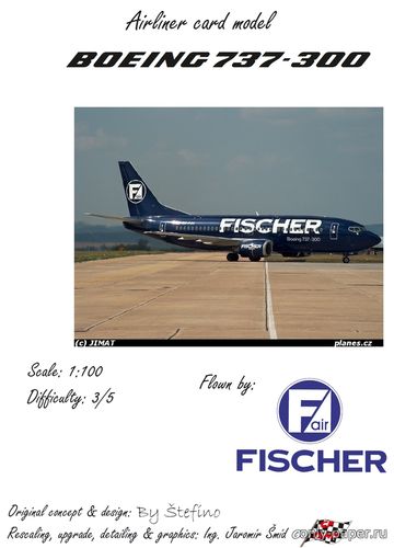 Модель самолета Boeing 737-300 Fischer из бумаги/картона
