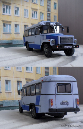 Модель автобуса КАвЗ-3976 из бумаги/картона