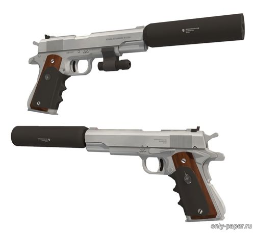 Модель пистолета Silverballer ACP 45 из бумаги/картона