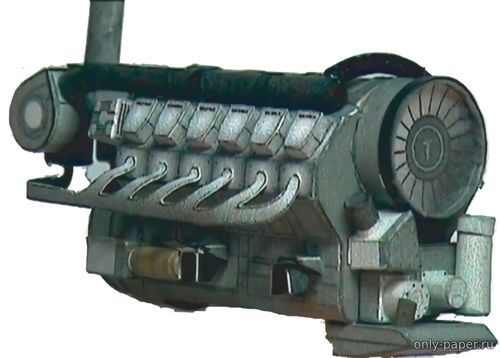 Модель двигателя Татра T3-930 из бумаги/картона