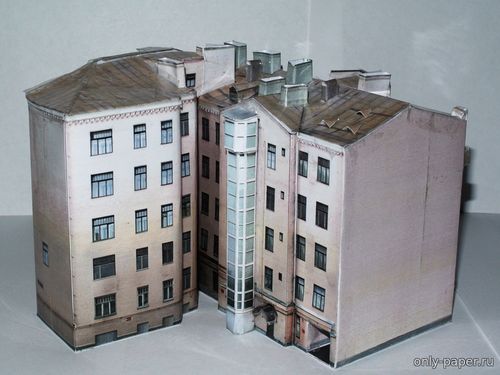 Сборная бумажная модель / scale paper model, papercraft Многоквартирный жилой дом г. Москва, Пречистенка 26 (Mungojerrie) 