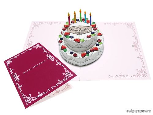 Сборная бумажная модель / scale paper model, papercraft Отрытка - Торт / Cake Pop-up Card (Canon) 