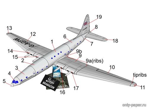 Модель самолета Bristol Brabazon из бумаги/картона