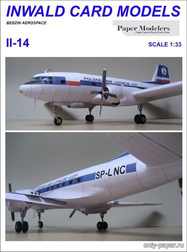 Сборная бумажная модель / scale paper model, papercraft Ил-14 / Il-14 (Inward Card Models) 