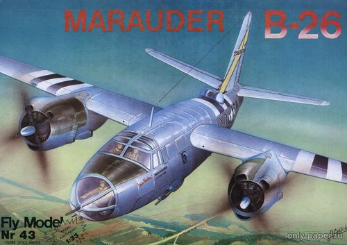 Модель самолета Martin B-26 Marauder из бумаги/картона