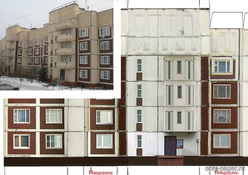 Модель панельного дома серии КОПЭ из бумаги/картона