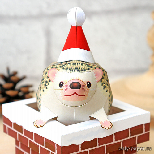 Сборная бумажная модель Новогодний (Рождественский) Ёж / Hedgehog Christmas (Canon)