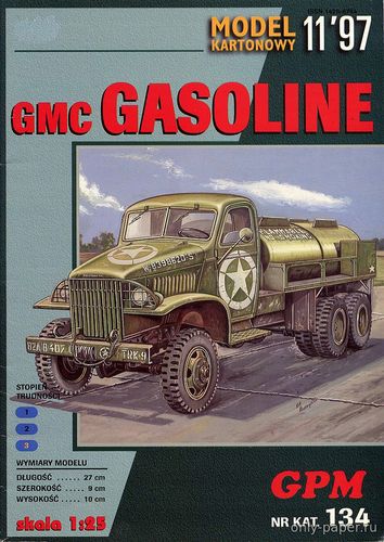 Модель автоцистерны GMC Gasoline Tanker из бумаги/картона