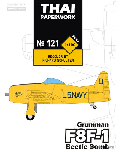Сборная бумажная модель / scale paper model, papercraft Grumman F8F-1 Beetle Bomb (ThaiPaperwork 121) 