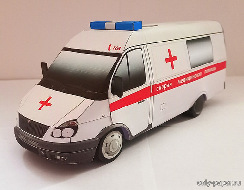 Сборная бумажная модель / scale paper model, papercraft ГАЗ-2705 «Скорая помощь» (Конверсия модели от Мира бумажных автомобилей) 