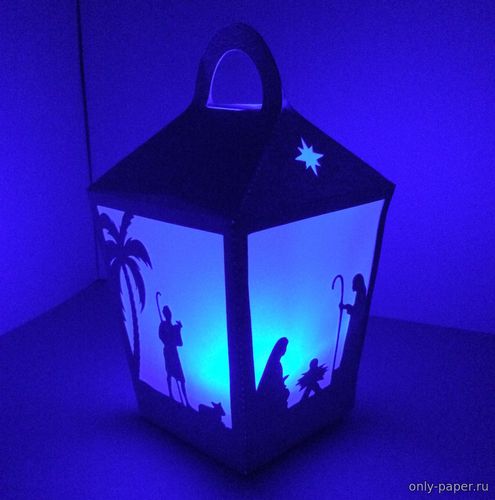 Сборная бумажная модель / scale paper model, papercraft Рождественский светильник (коробка для подарка) / A Nativity Tea Light or Treat Box 