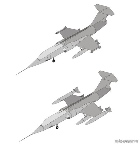 Модель самолета Lockheed F-104G StarFighter из бумаги/картона