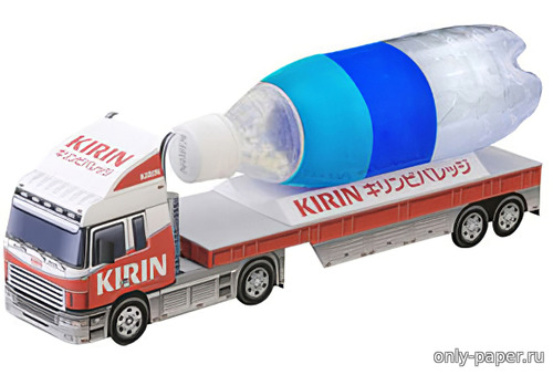 Сборная бумажная модель / scale paper model, papercraft Седельный тягач Hino Profia с полуприцепом KIRIN (Hitoshi Shinozaki) 