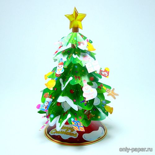 Сборная бумажная модель / scale paper model, papercraft Зеленая Новогодняя елка / Green Christmas Tree 