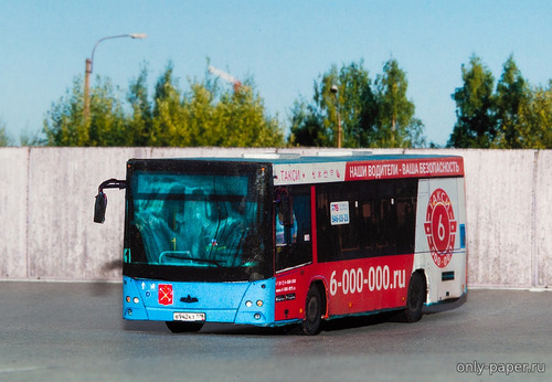 Модель автобуса МАЗ-206.067 из бумаги/картона