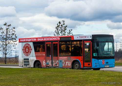 Модель автобуса МАЗ-206.067 из бумаги/картона
