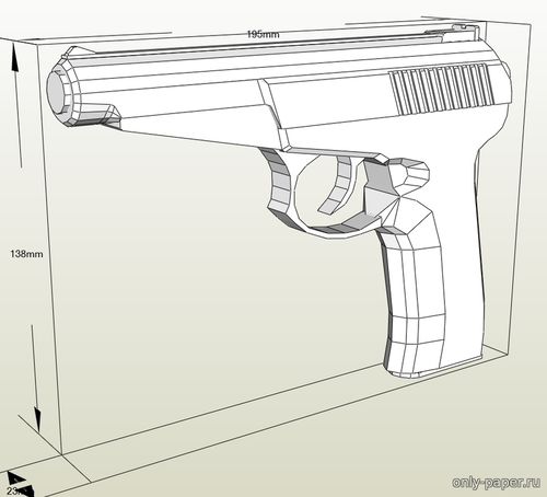 Сборная бумажная модель / scale paper model, papercraft Самозарядный пистолет Сердюкова «Гюрза» 