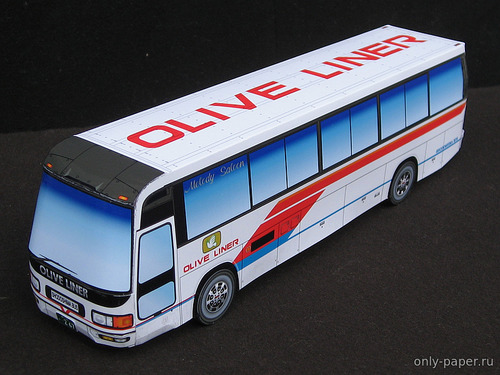 Сборная бумажная модель / scale paper model, papercraft Shodoshima Aero Bus Queen (Mitsubishi Fuso U-MS726S 1991 г.) 