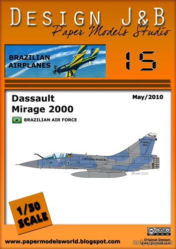 Сборная бумажная модель / scale paper model, papercraft Dassault Mirage 2000 (Design J&B) 