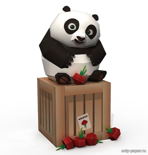 Сборная бумажная модель / scale paper model, papercraft Маленькая панда / Baby Po (Kung Fu Panda) 
