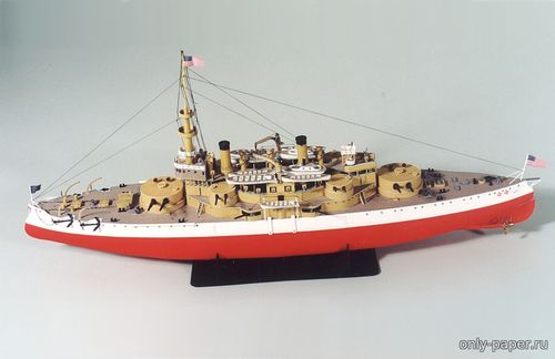 Модель броненосца USS Oregon из бумаги/картона