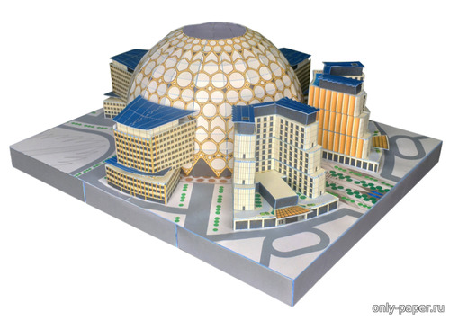 Сборная бумажная модель / scale paper model, papercraft Торгово-выставочный центр "Площадь Аль Вазл" (Экспо Дубай-2020, ОАЭ) / Dubai Expo 2020 Al Wasl Plaza 
