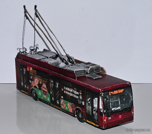 Модель троллейбуса ТролЗа-5265.00 «Мегаполис» из бумаги/картона