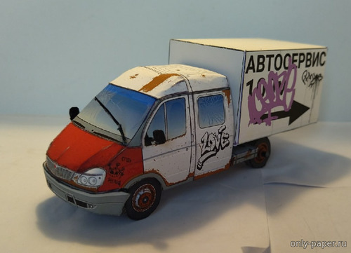 Модель фургона «ГАЗель-фермер» из бумаги/картона
