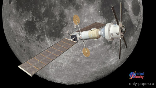 Сборная бумажная модель / scale paper model, papercraft Международная окололунная орбитальная станция «Gateway» и космический корабль «Орион» 