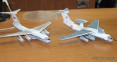 Модель самолета Бериев А-50 и Ил-76ТД из бумаги/картона