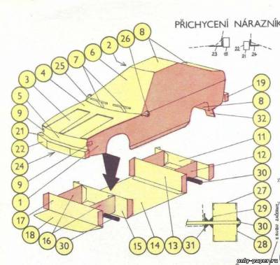 Сборная бумажная модель Tatra 624 narex (ABC 22/1986)