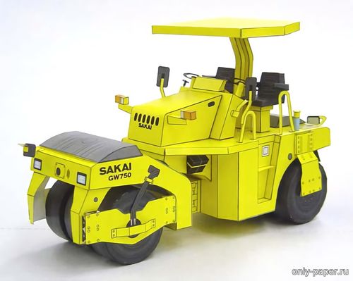 Модель дорожного катка Sakai GW750 из бумаги/картона