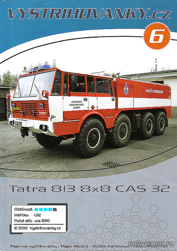 Модель пожарной машины Tatra 813 8x8 CAS 32 из бумаги/картона